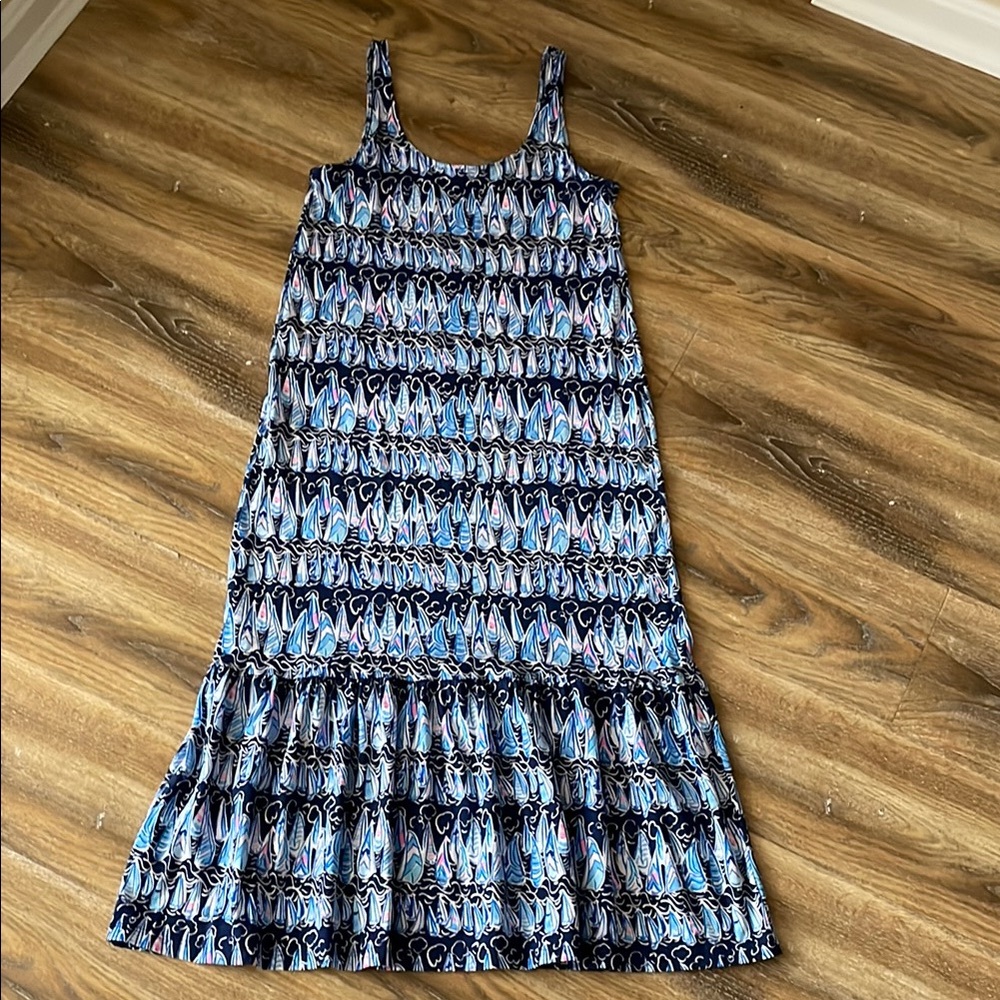 Lilly Pulitzer Martins Low Tide Navy Sails and Stripes Midi Dress